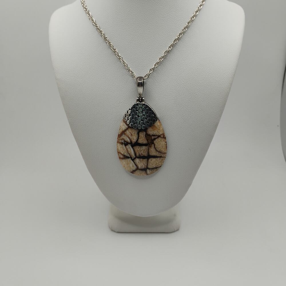 Balinese Sponge Coral Pendant with Sterling Silver Bail on 20-In Rope Chain